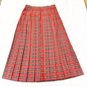 Michele Pleated Tartan Plaid Check Red Patterned Below The Knee Skirt Size 12